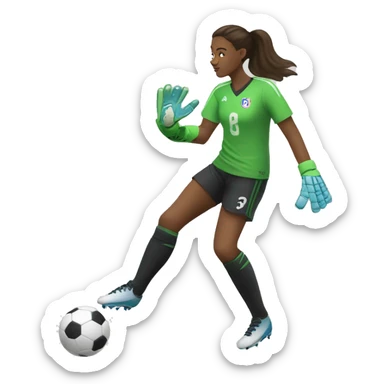 A tall goalkeeper passes the ball with her foot sticker