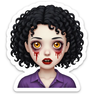 Emoji garota zombie com cabelo preto cacheado sticker