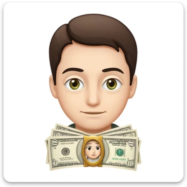 emoji with a snobby smrik with money eyes sticker