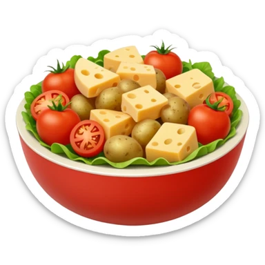 Un saladier des patates des tomates et du fromage  sticker
