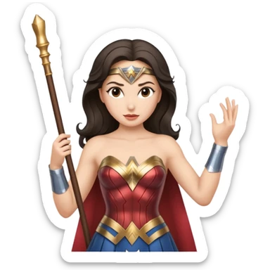 Wonder Woman holding white orchestra conductor’s baton sticker