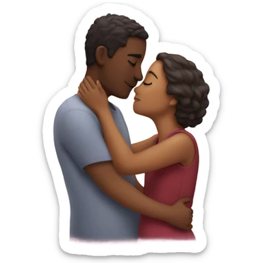 2 people kissing romantically, hearts in background sticker