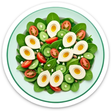 Salad community avatar in clean style illustration. Classic salads like Olivier, Greek or Tashkent, vibrant greens and colorful ingredients, simple shapes, flat design, high contrast, fresh and inviting. sticker