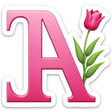 Create a Russian letter П in pink and red with little tulips on it. sticker