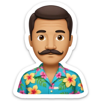 Retro 70s man  in hawaii t-shirt sticker