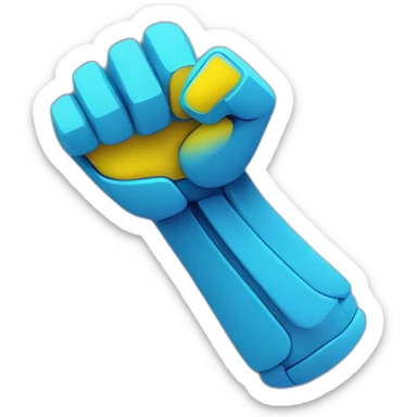 Generate an Flexed Biceps icon in the style of "artificial intelligence" using neon shades of blue, yellow and purple. it should be simple and minimalistic enough to remove the background. sticker