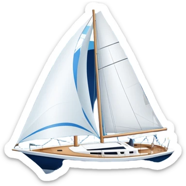 An icon featuring a sleek sailboat with billowing sails cutting through the waves. The design includes the boat's mast, a wind-filled sail, and water splashes, symbolizing the thrill and skill of sailing. Transparent background highlights the elegance and power of wind-driven sports. sticker