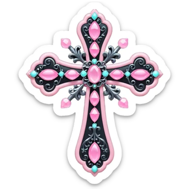 soft cute black pink goth cross , no woman sticker