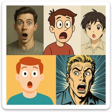 surprised expression character, various styles sticker