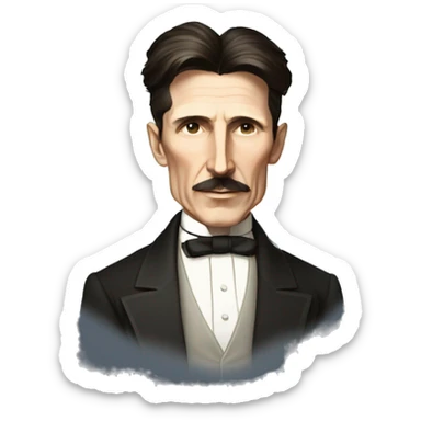 Nikola tesla with rays around sticker