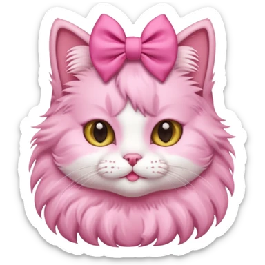 cute cat pink with bow sticker