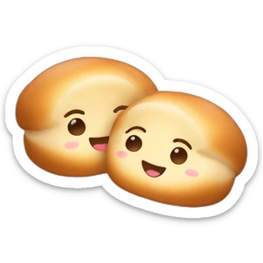 two breakfast buns hanging out and cuddling sticker