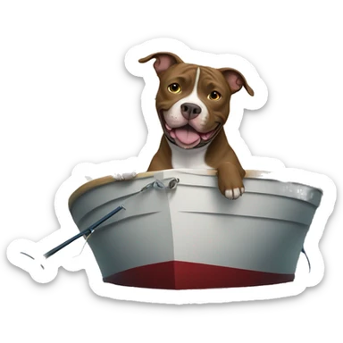 pitbull dog fishing on a boat sticker
