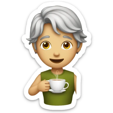emoji sideeying drinking tea sticker