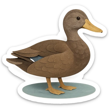 American Black Duck in paper craft style, delicate paper layers, realistic feather patterns, soft color variations, near a pond sticker