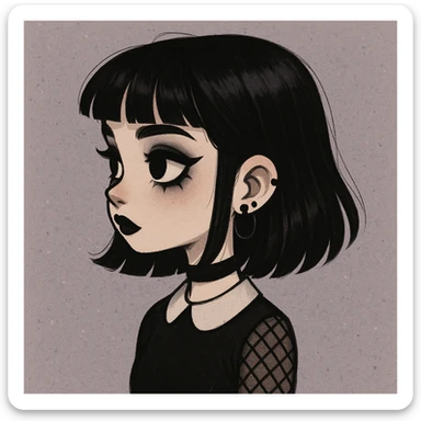 cute goth  profile girl art sticker