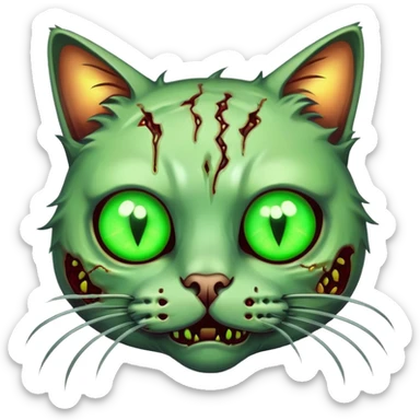 cat zombie with glowing eyes sticker
