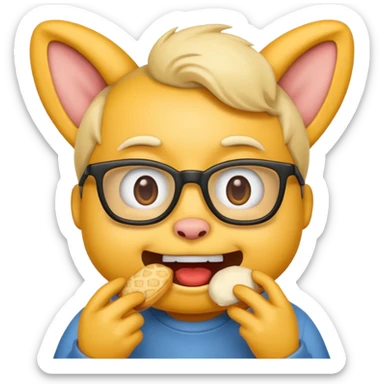 nerd face emoji eats coderabbit logo in emoji style sticker