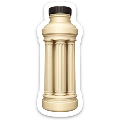 Creamy salad dressing in a bottle shaped like a roman ionic column sticker