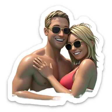 couple enjoying summer water sticker