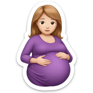 very heavily pregnant overdue woman with very very large belly sticker