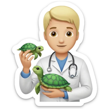 blonde man veterinarian with baby turtle sticker