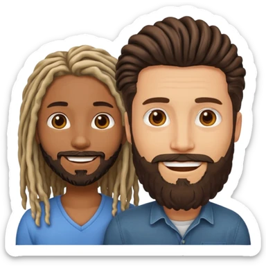 Couple emoji -WHITE with man with beard, BLACK FEMALEwith mid length locs sticker