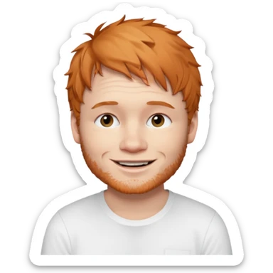 Ed Sheeran wear a white shirt sticker