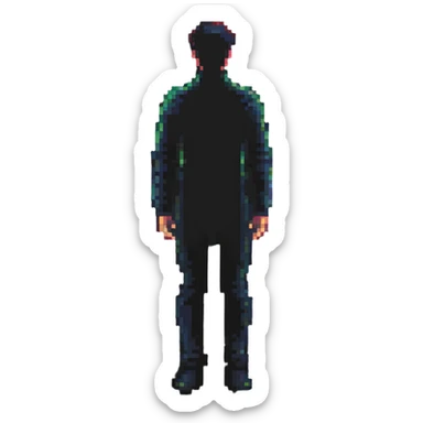 pixel art male silhouette, minimalist human shape sticker