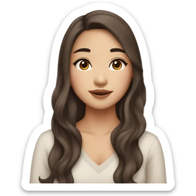 beautiful wasian girl with blush + long wavy brown hair + brown doe eyes + huge lips sticker