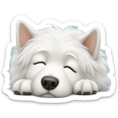 Fluffy white dog sleeping sticker