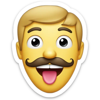 round tounge out emoji with mustache sticker