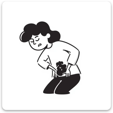 A person with stomach ache sticker