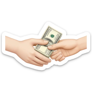 handing give money to other hand sticker