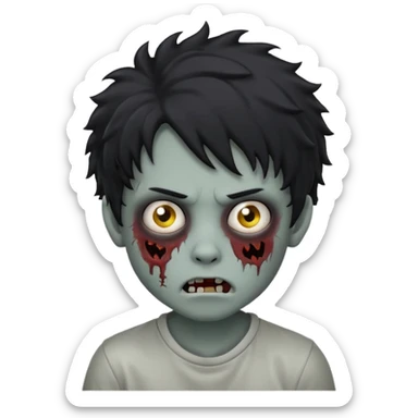 boy zombie with curly black hair emo grey skin make the emoji look like this one 🧟 sticker