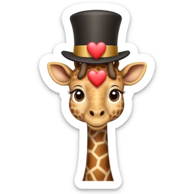 Giraffe with top hat and heart sticker