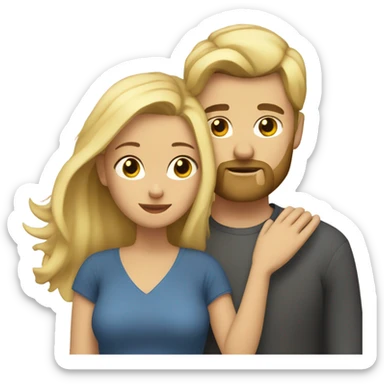 blonde woman long hair, hugging a blonde man with beard. he short hair sticker