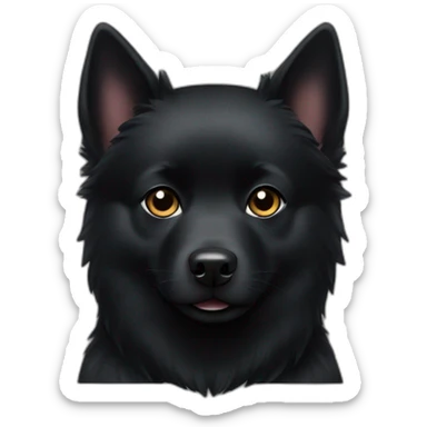 Black schipperke with only black hair, mid length sticker