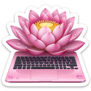 a laptop on a pink lotus flower sticker