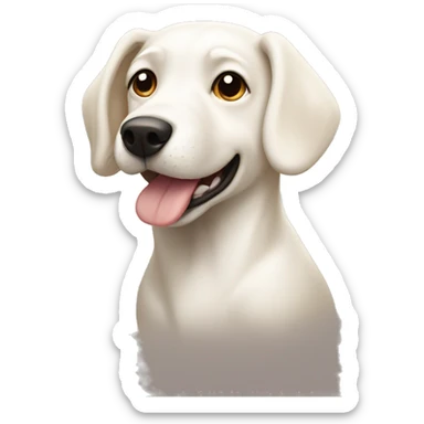 a white dog had beige colored coverd ears sticker