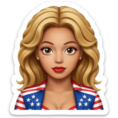 Beyonce with holding an american flag sticker