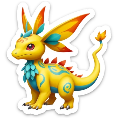 exotic fantasy-creature-Fakémon-Pokémon, full body, with random markings sticker