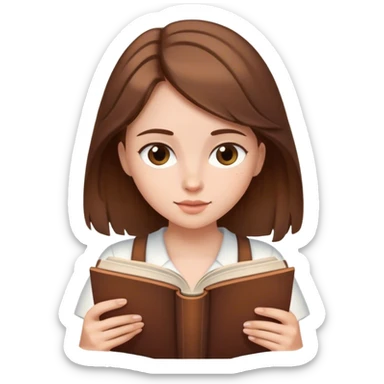 brown haired girl reading a book sticker