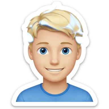 niño guapo adolescente de ojos azules sonriendo sticker