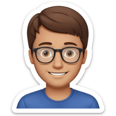 a young dad with brown hair, with small glasses, without beard sticker