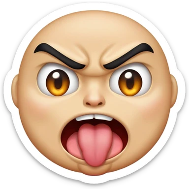 Mean face sticking out tongue ￼ sticker