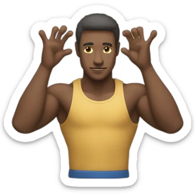 Homme avec le bras tendu en face de soi, avec la paume de la main dirigée vers le sol et les doigts serrés entre eux sticker