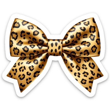 Leopard print satin bow sticker