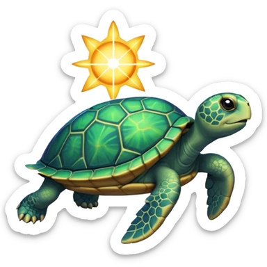 Create a single emoji of a Quasar Turtle in full body, shown at a slight side angle in a natural, characteristic pose with cosmic energy.

 sticker