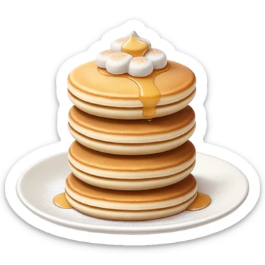 Cinematic Realistic Poffertjes Dessert Emoji, depicted as small, fluffy mini pancakes dusted with powdered sugar rendered with lifelike texture and warm, inviting lighting. sticker